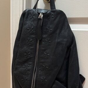 Black Star-Embossed Women's Backpack